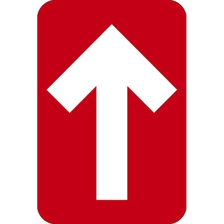Nmc Directional ARROW Graphic Floor Sign, Pressure Sensitive Vinyl 0045, Red, 10pk, 6 H x 4 W in WFS85RD